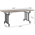 Mesa de comedor rectangular con estructura de metal y tablero de madera, para 6 personas