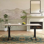 Mesa de comedor rectangular con estructura de metal y tablero de madera, para 6 personas