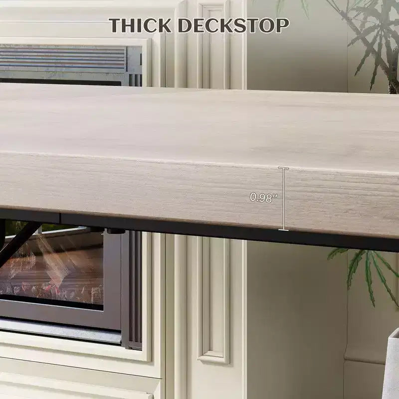 Mesa de comedor rectangular con estructura de metal y tablero de madera, para 6 personas