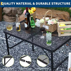 Mesa Parrilla Plegable con Tapa de Malla, Altura Ajustable, Mesa de Camping Portátil de Metal para BBQ, Picnic y Cocina al Aire Libre, Negro