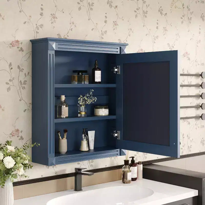 Armario de pared para baño con espejo y estante ajustable