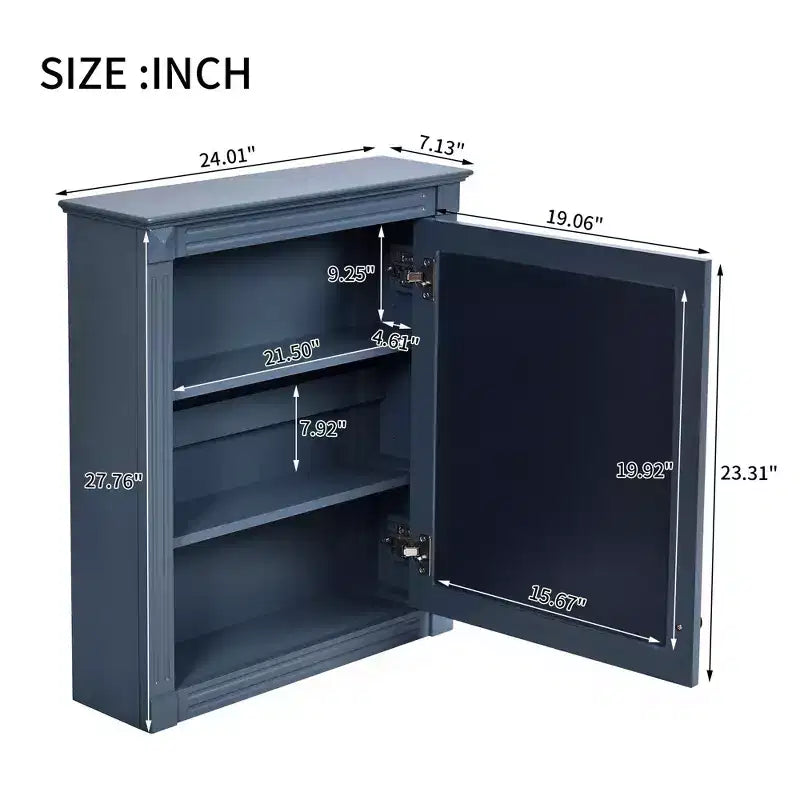 Armario de pared para baño con espejo y estante ajustable