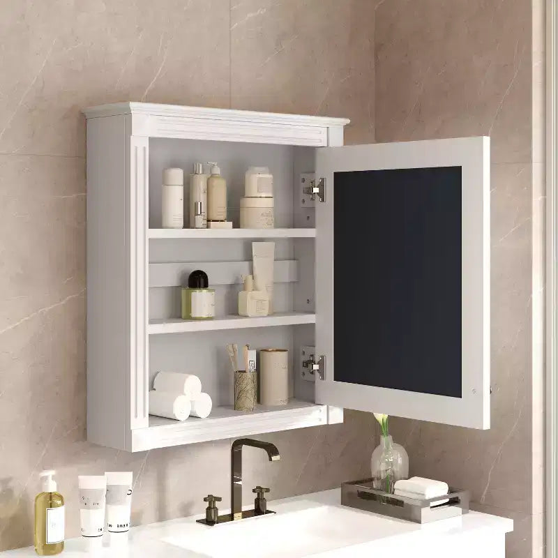 Armario de pared para baño con espejo y estante ajustable