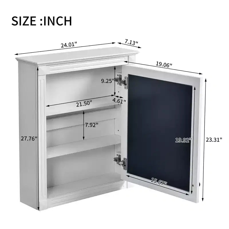 Armario de pared para baño con espejo y estante ajustable