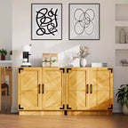 Aparador rústico de 31.5" – Mueble de almacenamiento color roble y negro con estante ajustable para cocina, sala y comedor