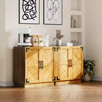 Aparador rústico de 31.5" – Mueble de almacenamiento color roble y negro con estante ajustable para cocina, sala y comedor