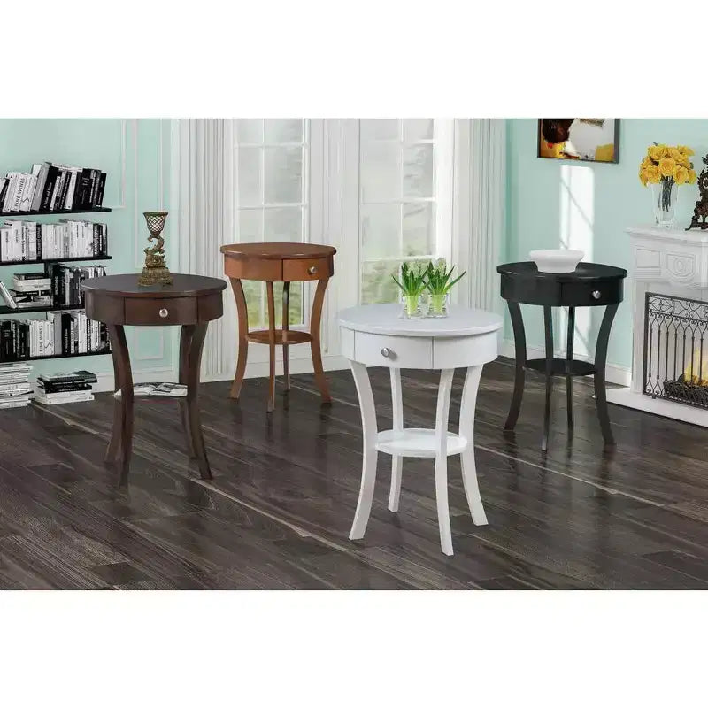 Mesa auxiliar de madera marrón de 24 pulgadas con cajón y estante inferior