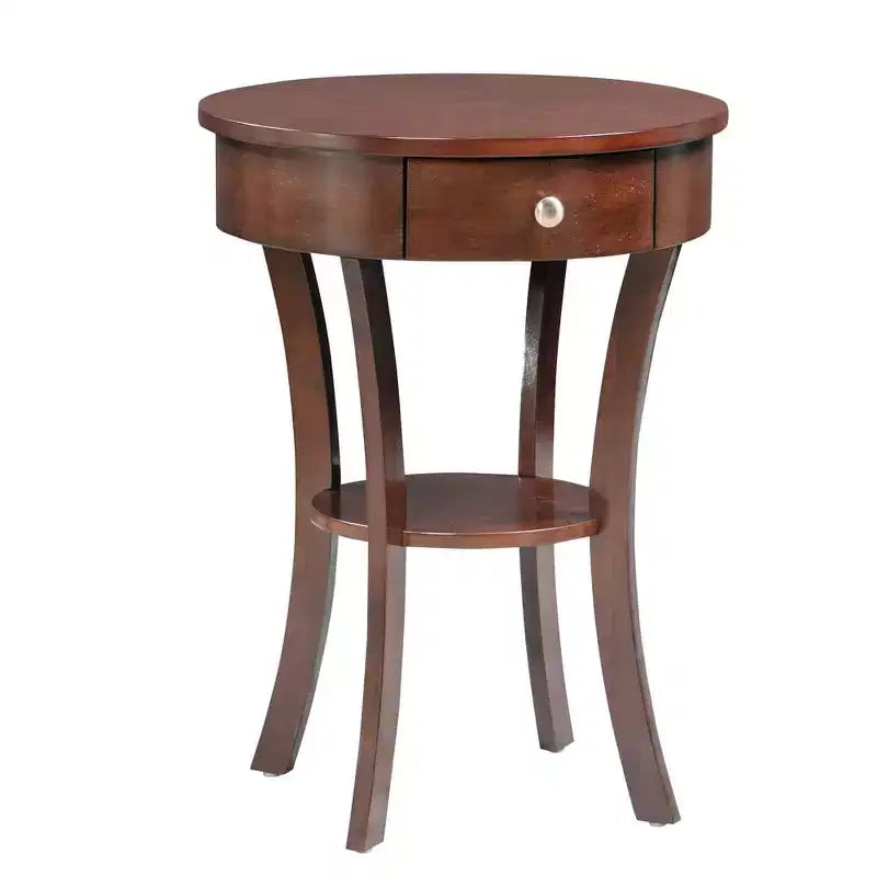 Mesa auxiliar de madera marrón de 24 pulgadas con cajón y estante inferior