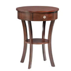 Mesa auxiliar de madera marrón de 24 pulgadas con cajón y estante inferior