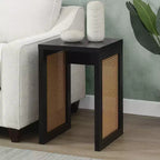 Mesa auxiliar cuadrada de madera beige de 24 pulgadas