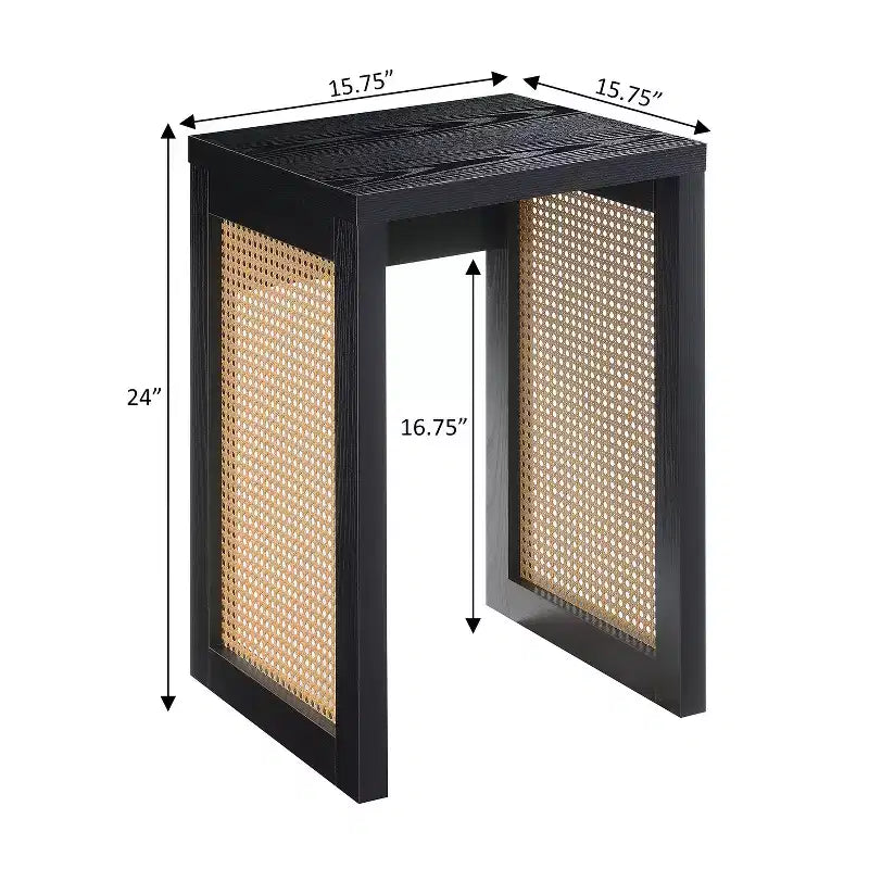 Mesa auxiliar cuadrada de madera beige de 24 pulgadas