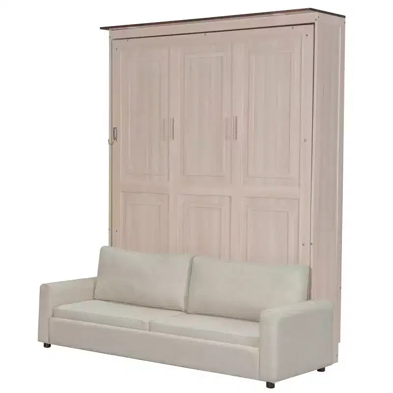 Mueble Cama Queen Murphy con Sofá de Lino y Luces LED