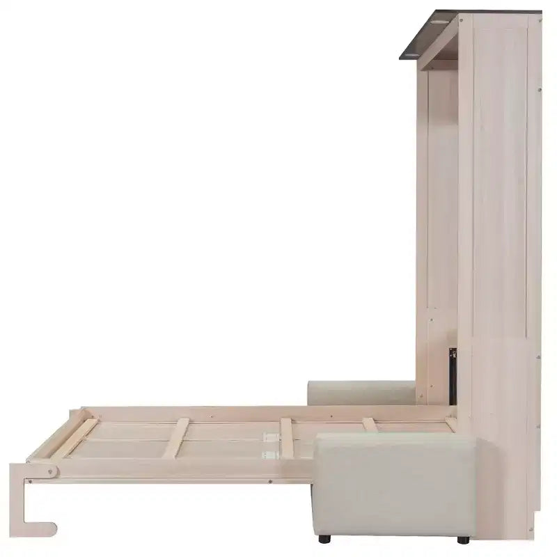 Mueble Cama Queen Murphy con Sofá de Lino y Luces LED