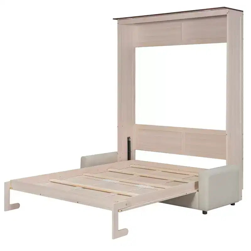 Mueble Cama Queen Murphy con Sofá de Lino y Luces LED