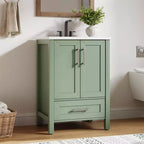 Small Bathroom Vanity with Sink Freestanding Bath Vanity Cabinet with Soft Closing Door Adjustable Storage Shelf Space Saving for Apartment