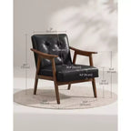 Sillón decorativo de piel sintética con respaldo capitoné, sillón individual moderno de mediados de siglo para sala de estar