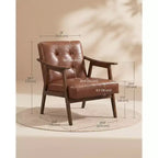 Sillón decorativo de piel sintética con respaldo capitoné, sillón individual moderno de mediados de siglo para sala de estar