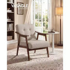 Sillón decorativo de piel sintética con respaldo capitoné, sillón individual moderno de mediados de siglo para sala de estar