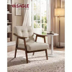 Sillón decorativo de piel sintética con respaldo capitoné, sillón individual moderno de mediados de siglo para sala de estar