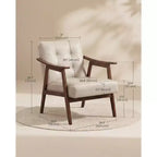Sillón decorativo de piel sintética con respaldo capitoné, sillón individual moderno de mediados de siglo para sala de estar