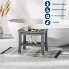 Banco de ducha de HDPE con estante de almacenamiento – Capacidad de 400 lb, impermeable, para personas mayores