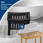 Banco de ducha de HDPE con estante de almacenamiento – Capacidad de 400 lb, impermeable, para personas mayores