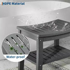 Banco de ducha de HDPE con estante de almacenamiento – Capacidad de 400 lb, impermeable, para personas mayores