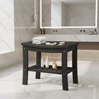 HDPE Waterproof Shower Bench with Storage Shelf, 400lb Capacity Heavy Duty Bathroom Stool and Bath Seat for Seniors & Shaving Legs