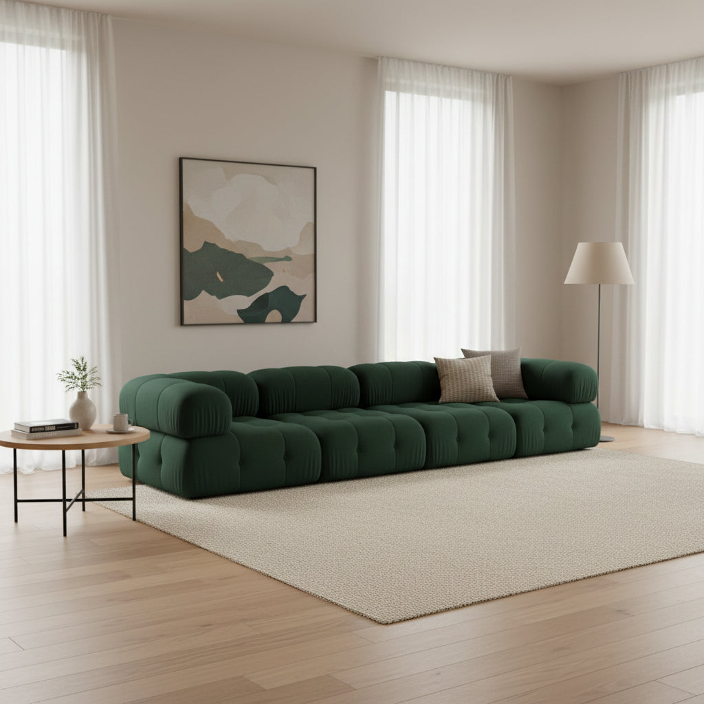 Sofá modular de tela bouclé verde