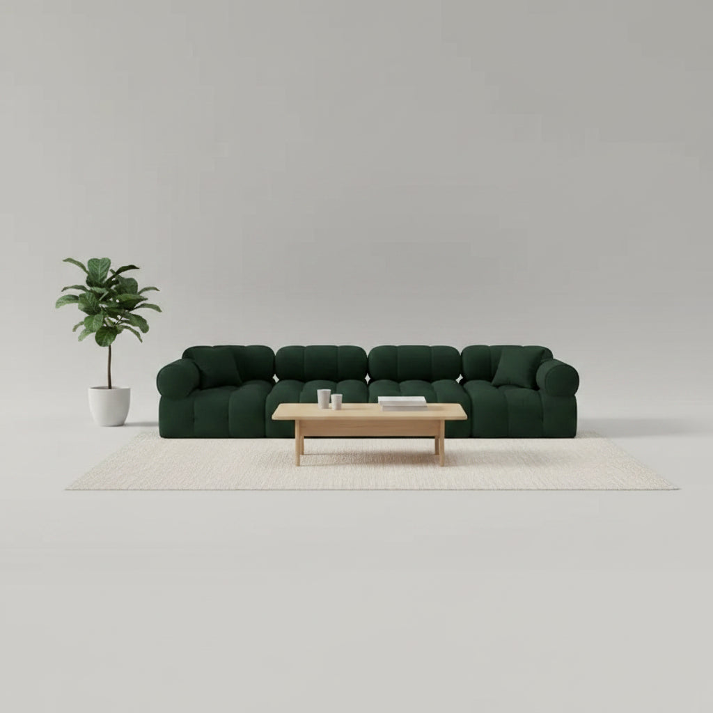 Sofá modular de tela bouclé verde