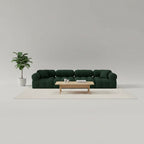 Sofá modular de tela bouclé verde
