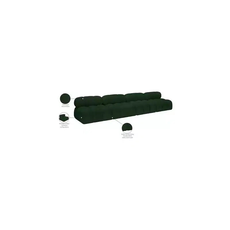 Sofá modular de tela bouclé verde