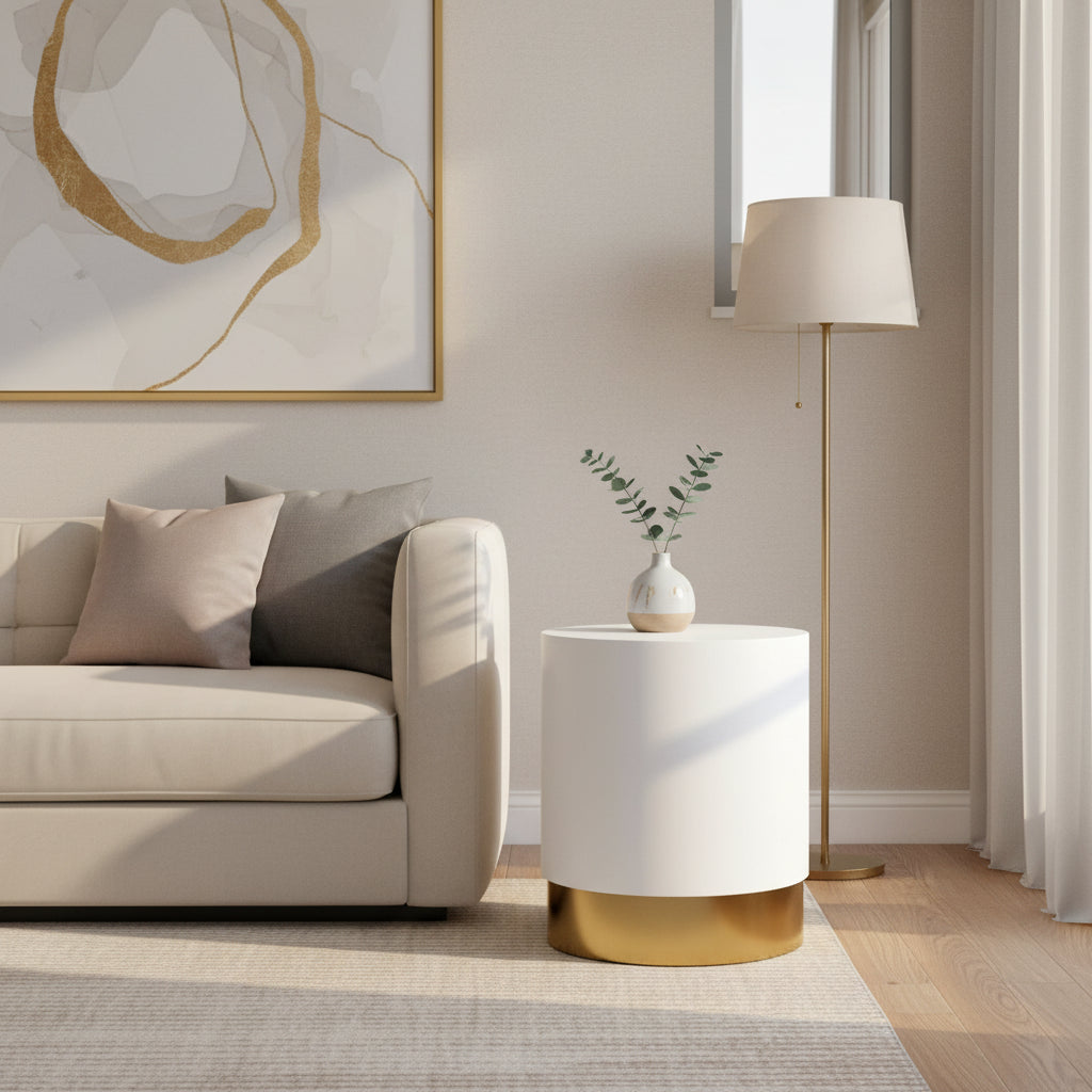 Meridian Furniture Deco White/Gold End Table
