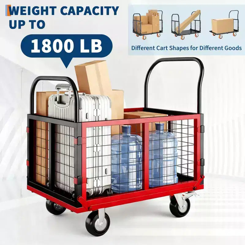 Carro de plataforma plegable 6 en 1 con jaula