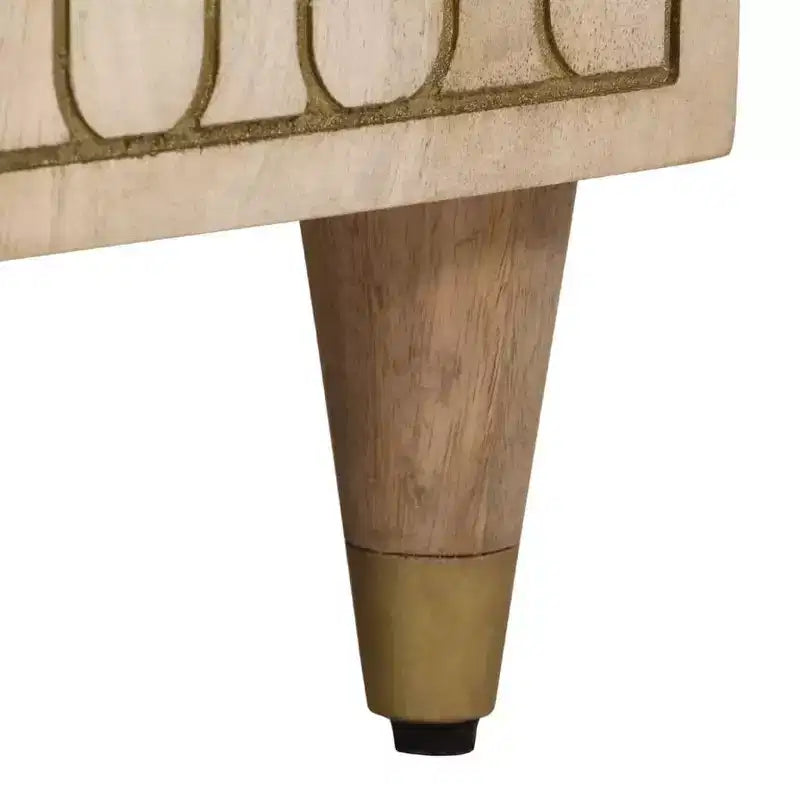 Armario de baño alto – Madera maciza de mango, 2 puertas y cajón