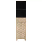 Armario de baño alto – Madera maciza de mango, 2 puertas y cajón