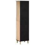 Armario de baño alto – Madera maciza de mango, 2 puertas y cajón
