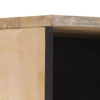 Armario de baño alto – Madera maciza de mango, 2 puertas y cajón
