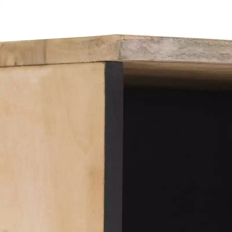 Armario de baño alto – Madera maciza de mango, 2 puertas y cajón
