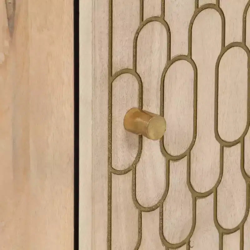 Armario de baño alto – Madera maciza de mango, 2 puertas y cajón