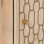 Armario de baño alto – Madera maciza de mango, 2 puertas y cajón