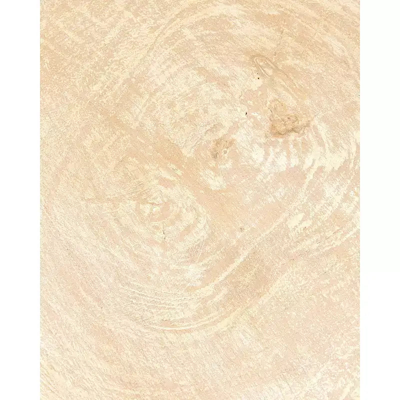 Mesa auxiliar redonda de madera de teca maciza – Acabado blanqueado, no requiere montaje