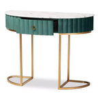 Mesa consola de 1 cajón con parte superior de mármol sintético – Verde y Oro