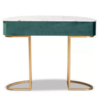 Mesa consola de 1 cajón con parte superior de mármol sintético – Verde y Oro