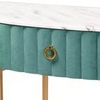 Mesa consola de 1 cajón con parte superior de mármol sintético – Verde y Oro