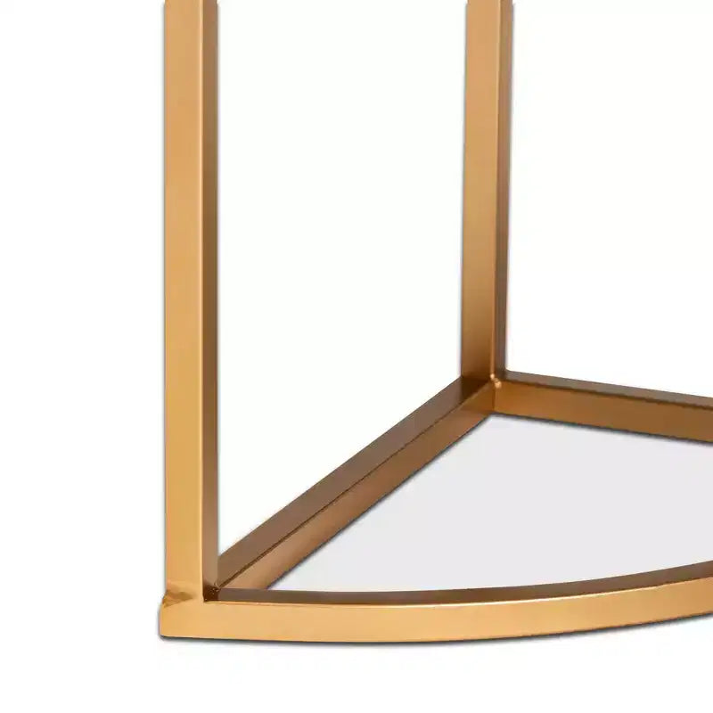 Mesa consola de 1 cajón con parte superior de mármol sintético – Verde y Oro