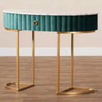 Mesa consola de 1 cajón con parte superior de mármol sintético – Verde y Oro