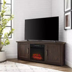 Mueble esquinero para TV con chimenea eléctrica para televisores de hasta 60 pulgadas