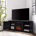 Mueble esquinero para TV con chimenea eléctrica para televisores de hasta 60 pulgadas