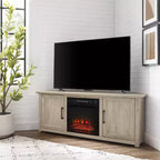 Mueble esquinero para TV con chimenea eléctrica para televisores de hasta 60 pulgadas